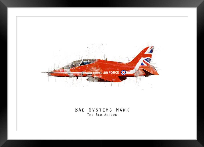 Hawk Sketch - Red Arrows Framed Mounted Print by J Biggadike