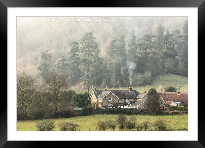 Chimney Smoke in a North Yorkshire village Framed Mounted Print by Andy Aveyard