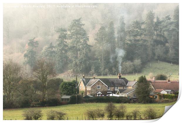 Chimney Smoke in a North Yorkshire village Print by Andy Aveyard