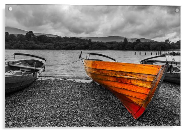 Rowing Boat on Derwent Water Acrylic by Tony Keogh