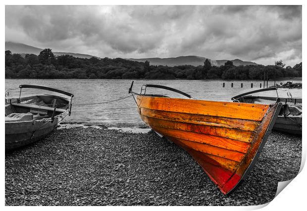 Rowing Boat on Derwent Water Print by Tony Keogh