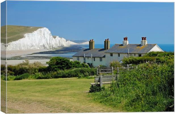 The Seven Sisters and Cuckmere Beach Canvas Print by Diana Mower