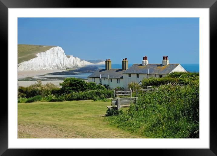 The Seven Sisters and Cuckmere Beach Framed Mounted Print by Diana Mower