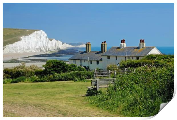 The Seven Sisters and Cuckmere Beach Print by Diana Mower