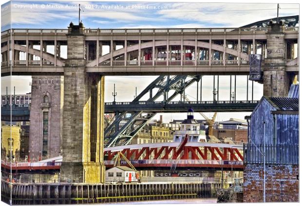 Newcastle upon Tyne Bridgescape Canvas Print by Martyn Arnold
