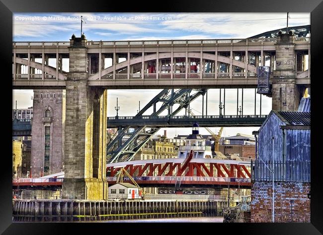Newcastle upon Tyne Bridgescape Framed Print by Martyn Arnold