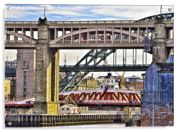 Newcastle upon Tyne Bridgescape Acrylic by Martyn Arnold