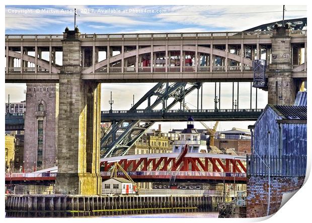 Newcastle upon Tyne Bridgescape Print by Martyn Arnold
