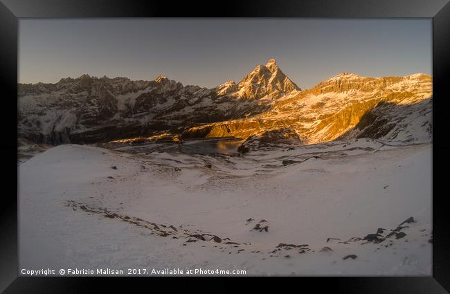 The Sun Sets Over The Matterhorn Mont Cervin Framed Print by Fabrizio Malisan