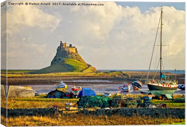 Holy Island and Lindisfarne Castle Canvas Print by Martyn Arnold