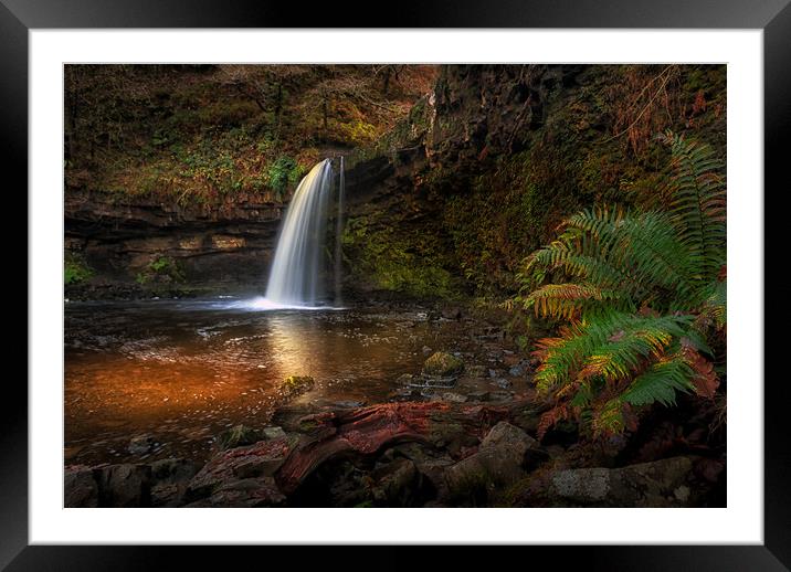Lady Falls Sgwd Gwladus waterfall Framed Mounted Print by Leighton Collins