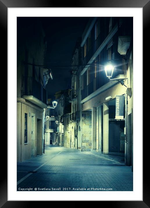 Night Street Framed Mounted Print by Svetlana Sewell