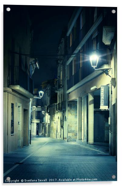 Night Street Acrylic by Svetlana Sewell