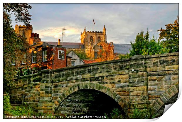 "Evening light over Ripon Cathedral" Print by ROS RIDLEY