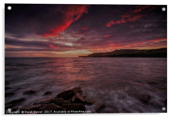 Kimmeridge Bay Sunset, Isle Of Purbeck, Dorset Acrylic by Derek Daniel