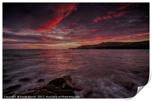 Kimmeridge Bay Sunset, Isle Of Purbeck, Dorset Print by Derek Daniel