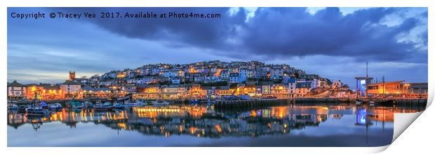 Brixham Harbour. Print by Tracey Yeo