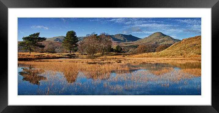 Kelly Hall Tarn panorama Framed Mounted Print by David McCulloch