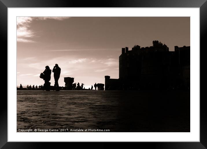 Edinburgh Castle at dusk Framed Mounted Print by George Cairns