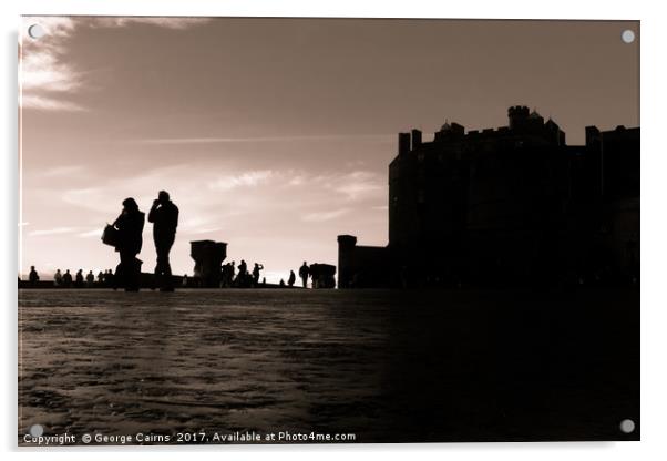 Edinburgh Castle at dusk Acrylic by George Cairns