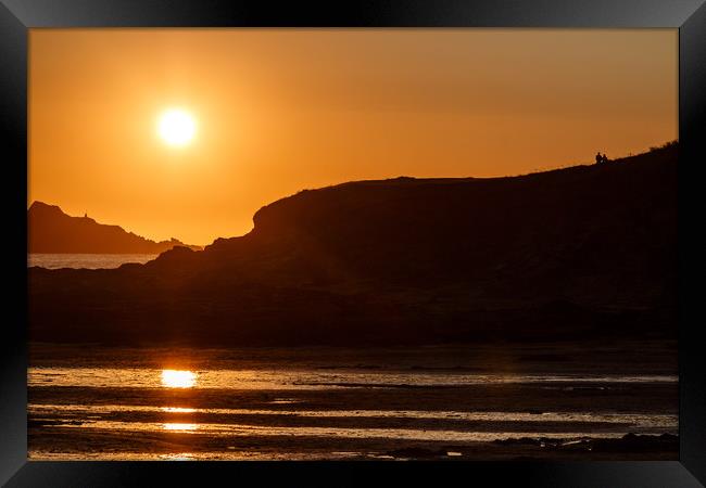 Daymer Bay sunset  - Cornwall Framed Print by Chris Warham