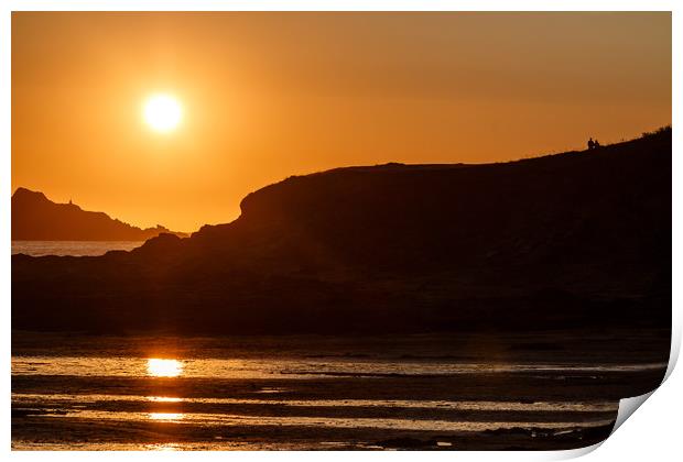 Daymer Bay sunset  - Cornwall Print by Chris Warham