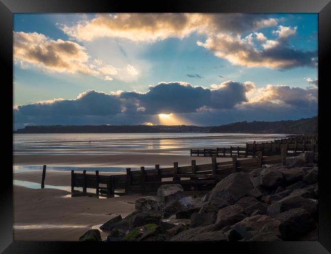 Amroth Beach Sunset in Winter. Framed Print by Colin Allen