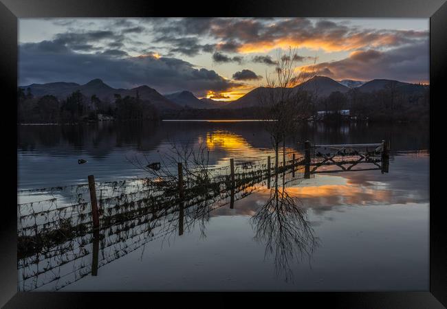 Derwent Water Sunset Framed Print by Tony Keogh