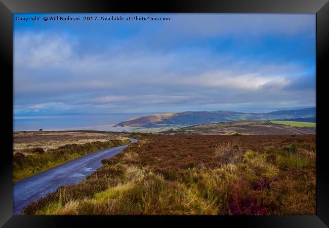 Porlock hill looking down to The sea Framed Print by Will Badman