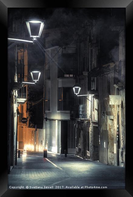 Night Urban Street Framed Print by Svetlana Sewell