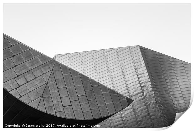 The Lowry shopping centre in monochrome Print by Jason Wells