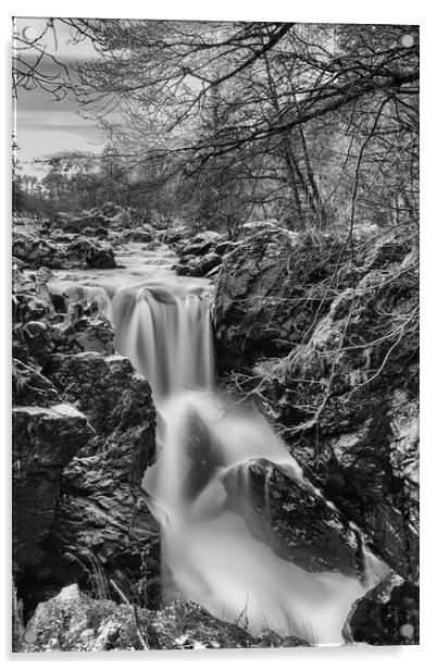 Braan Falls Rushing Under Rumbling Bridge Acrylic by Stuart Jack