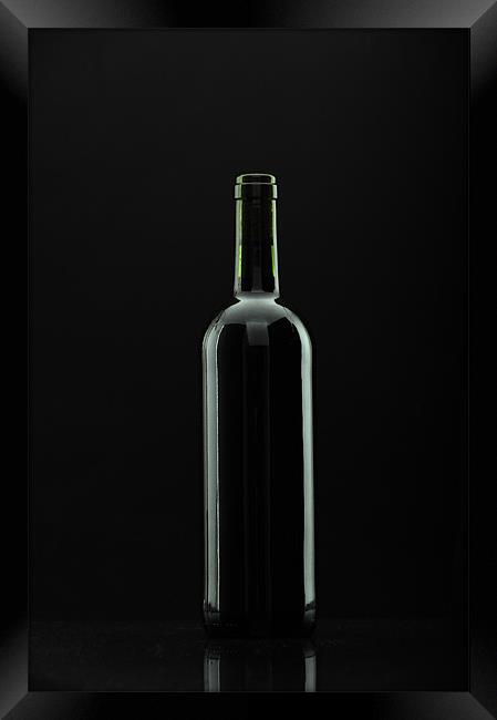 bottle of wine over black, reflexions. Framed Print by Josep M Peñalver