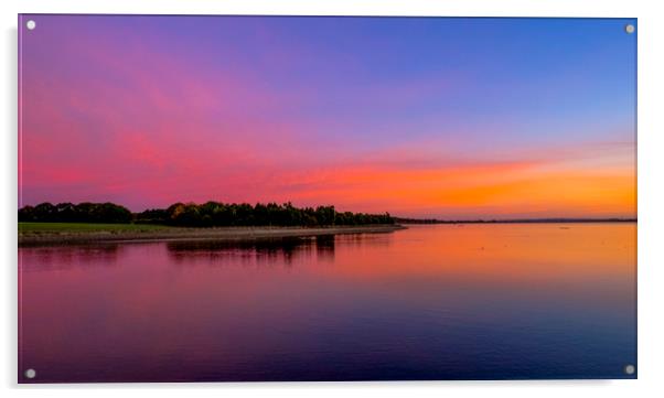 Sunrise over Hanningfield Reservoir Acrylic by peter tachauer