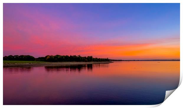 Sunrise over Hanningfield Reservoir Print by peter tachauer