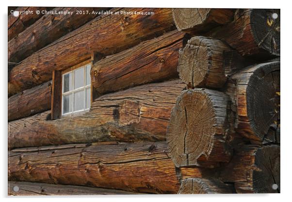 Old hand-cut log barn, 108 Mile Ranch, BC, Canada Acrylic by Chris Langley