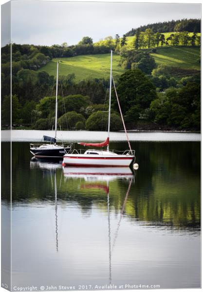 Reflections on Lake Ullswater Canvas Print by John Stoves