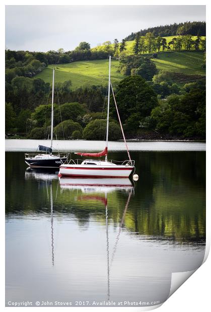 Reflections on Lake Ullswater Print by John Stoves