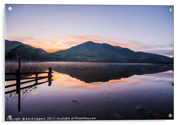 Buttermere lake sunrise Acrylic by david siggens