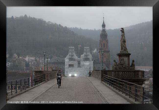 Heidelberg Cyclist Framed Print by Rob Hawkins