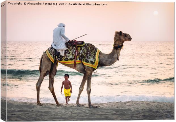 Boy stares in Amazement at traditional Arabic man  Canvas Print by Alexandre Rotenberg