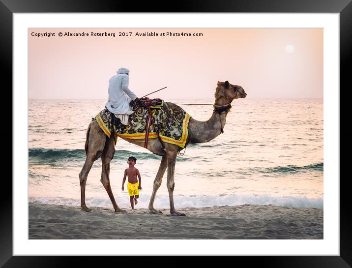 Boy stares in Amazement at traditional Arabic man  Framed Mounted Print by Alexandre Rotenberg