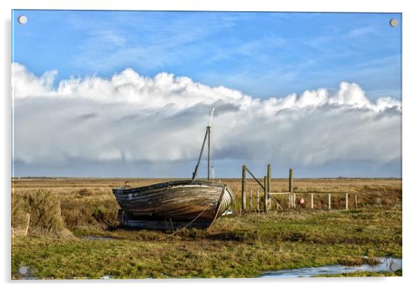 An old boat on Thornham marsh in Norfolk Acrylic by Gary Pearson
