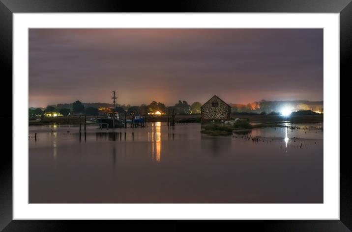 Night time reflections at Thornham harbour Framed Mounted Print by Gary Pearson
