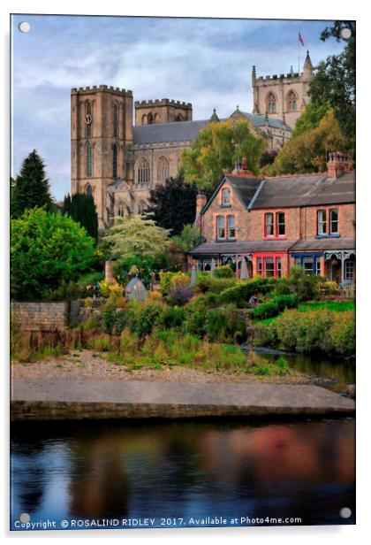 "River Ure and Ripon Cathedral" Acrylic by ROS RIDLEY
