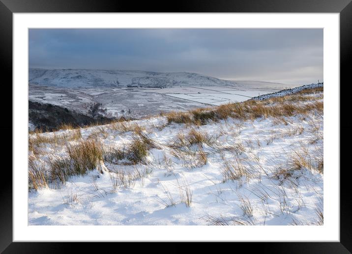 Snowy morning in the Peak District Framed Mounted Print by Andrew Kearton