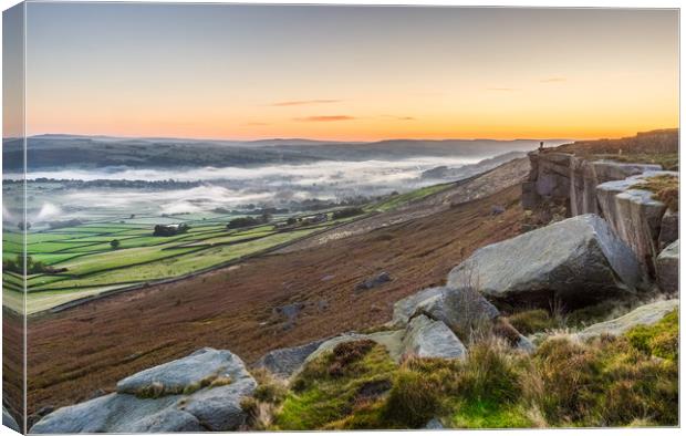 Misty Morning in the Aire Valley Canvas Print by Tony Keogh
