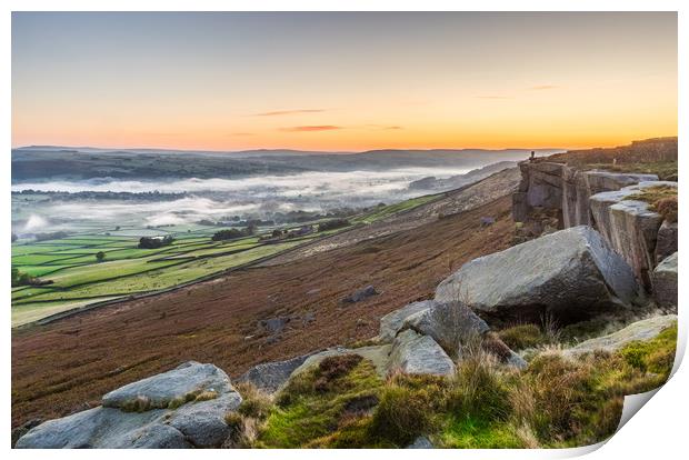 Misty Morning in the Aire Valley Print by Tony Keogh