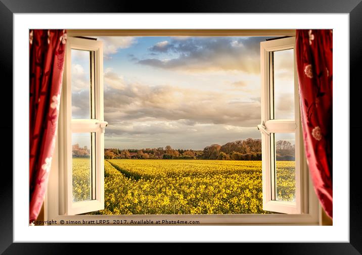 Window open with a view onto farm crops Framed Mounted Print by Simon Bratt LRPS