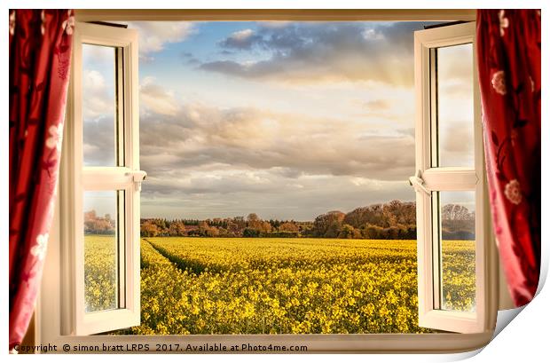 Window open with a view onto farm crops Print by Simon Bratt LRPS
